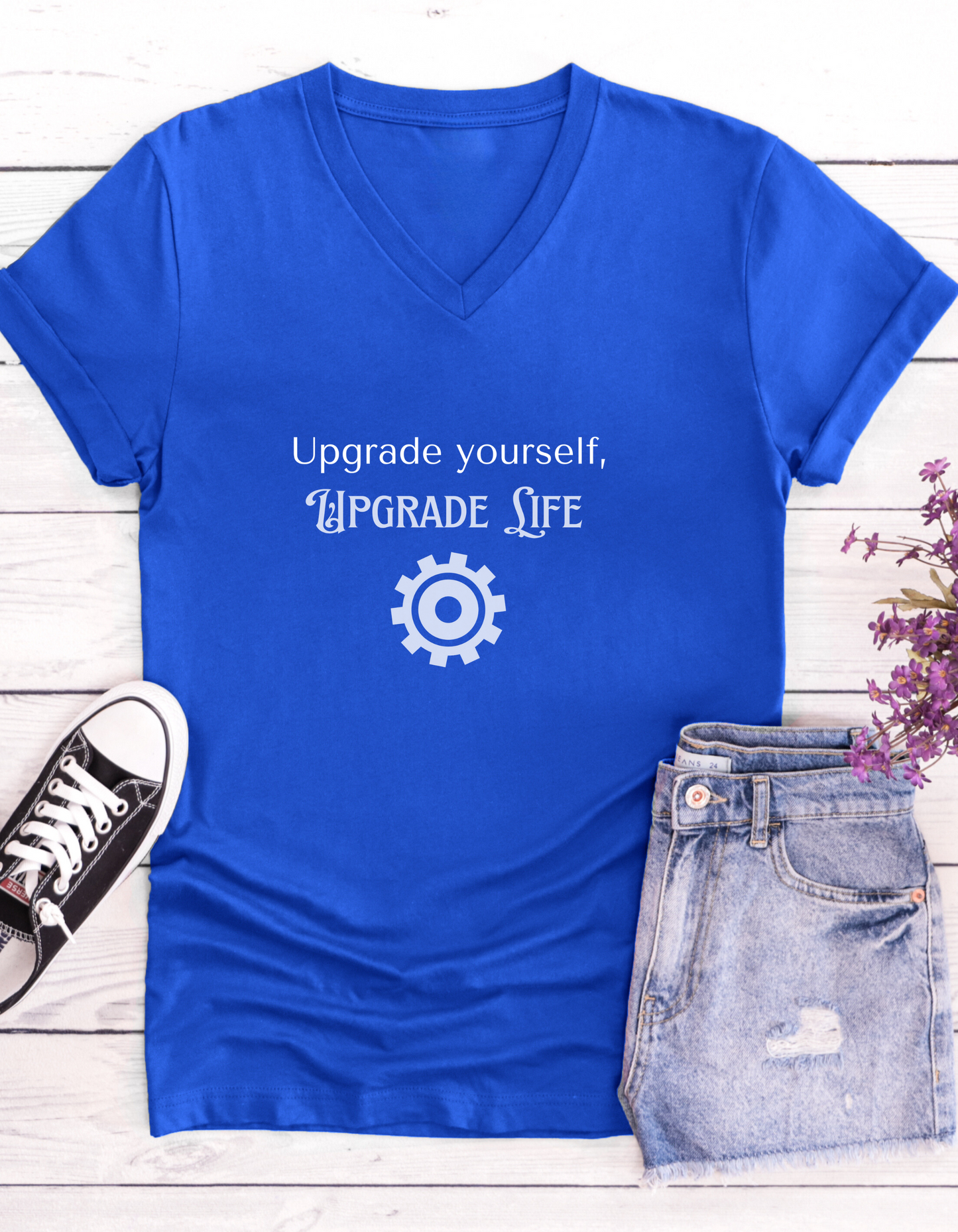 Upgrade yourself, upgrade life, Inspirational Quote V-neck Unisex T-Shirt
