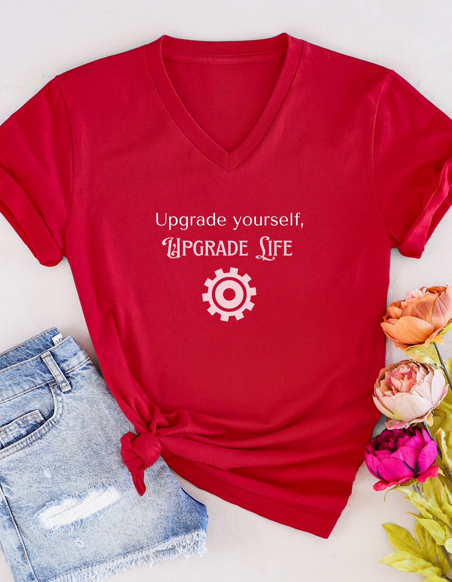 Upgrade yourself, upgrade life, Inspirational Quote V-neck Unisex T-Shirt