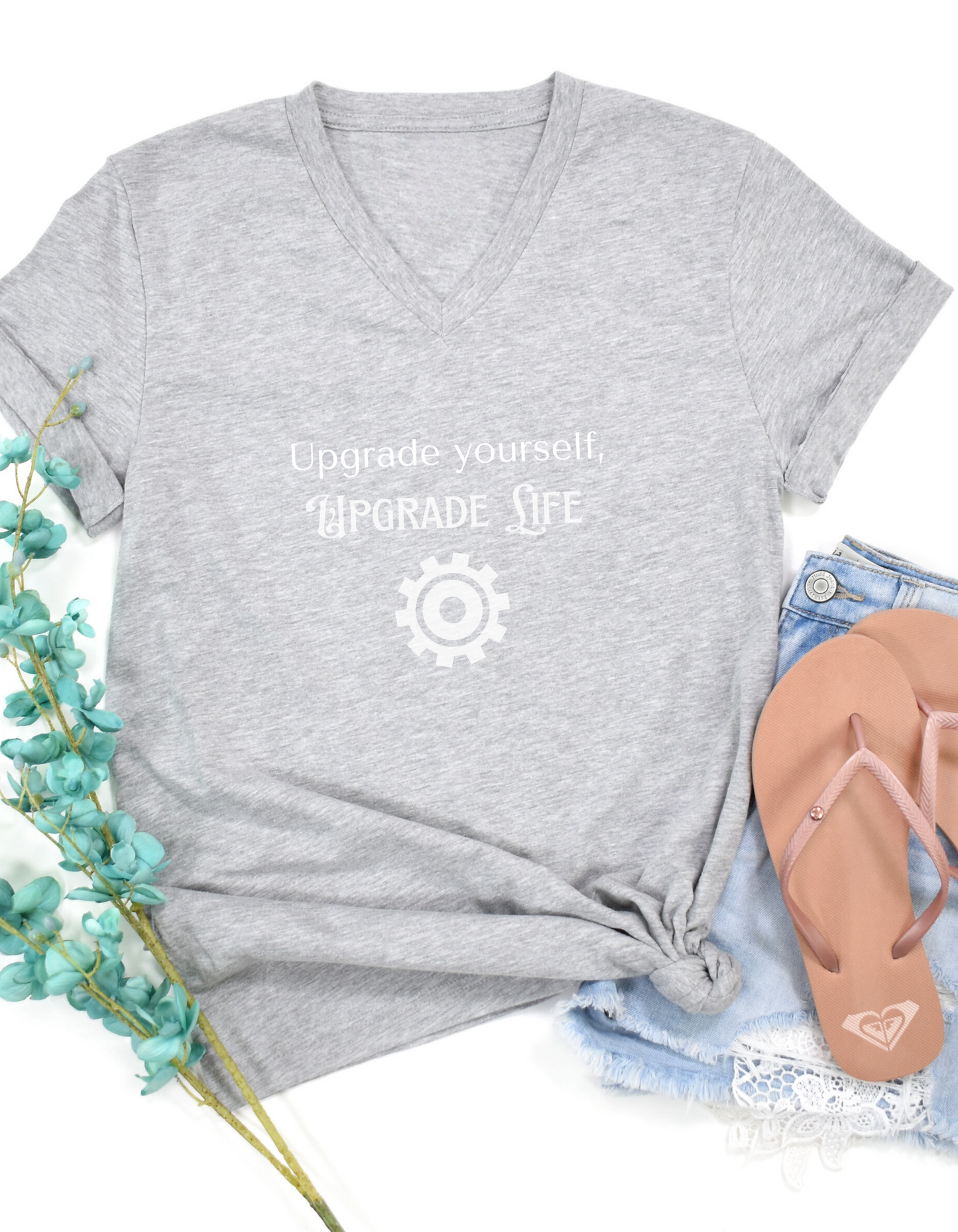 Upgrade yourself, upgrade life, Inspirational Quote V-neck Unisex T-Shirt