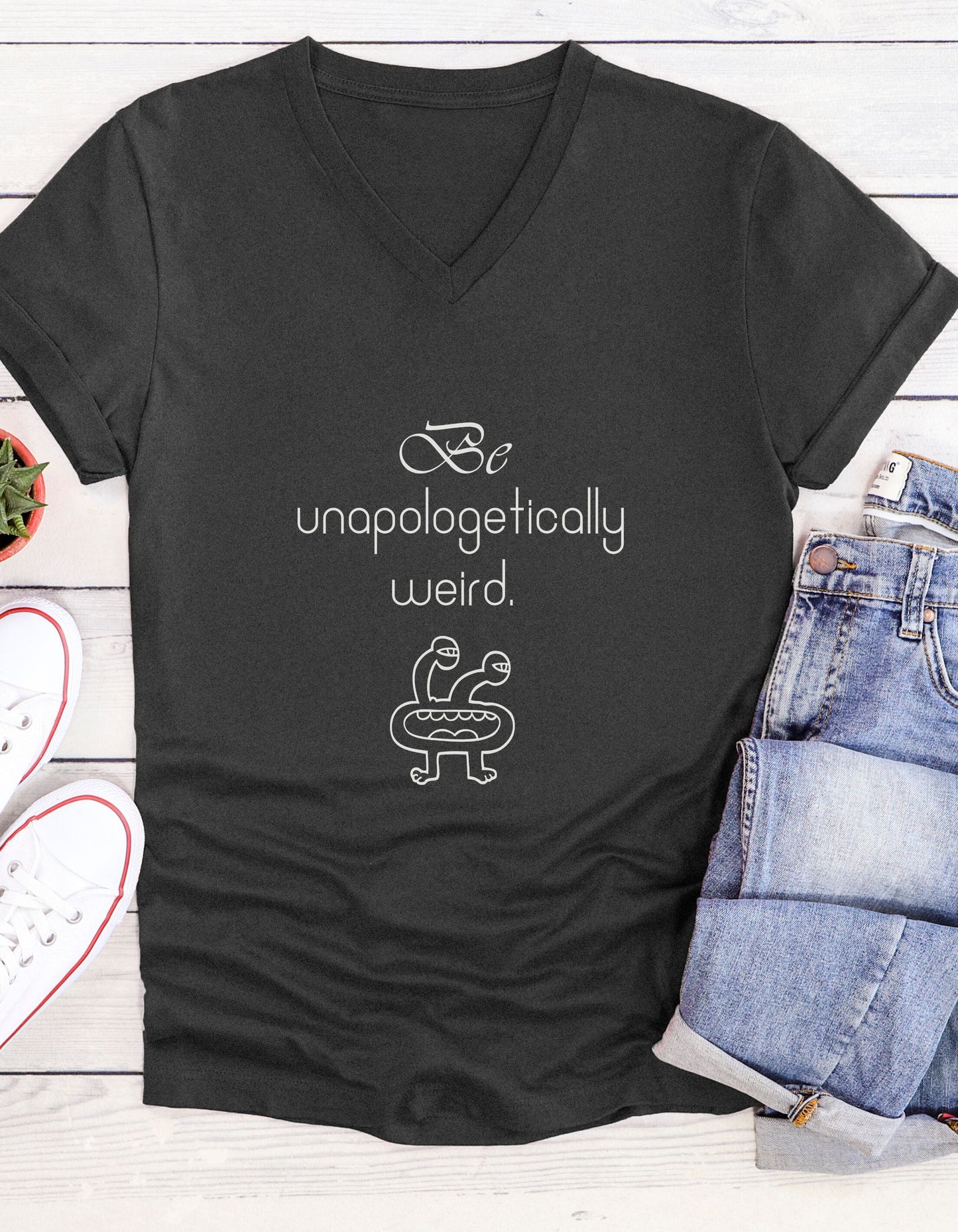 Be Unapologetically Weird, Inspirational Quote V-neck Unisex T-Shirt