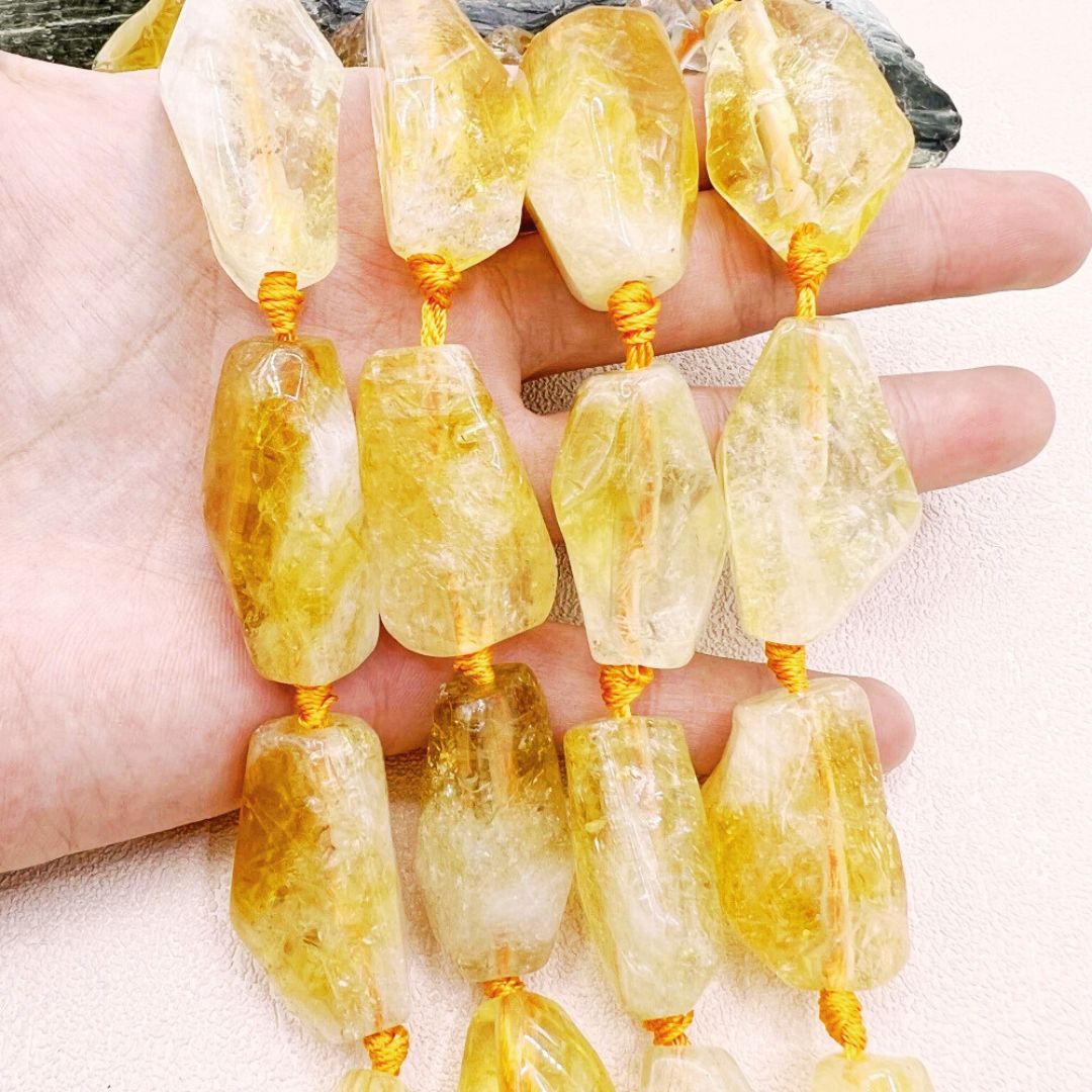 Go Deeper Large Natural Citrines Crystal Beads