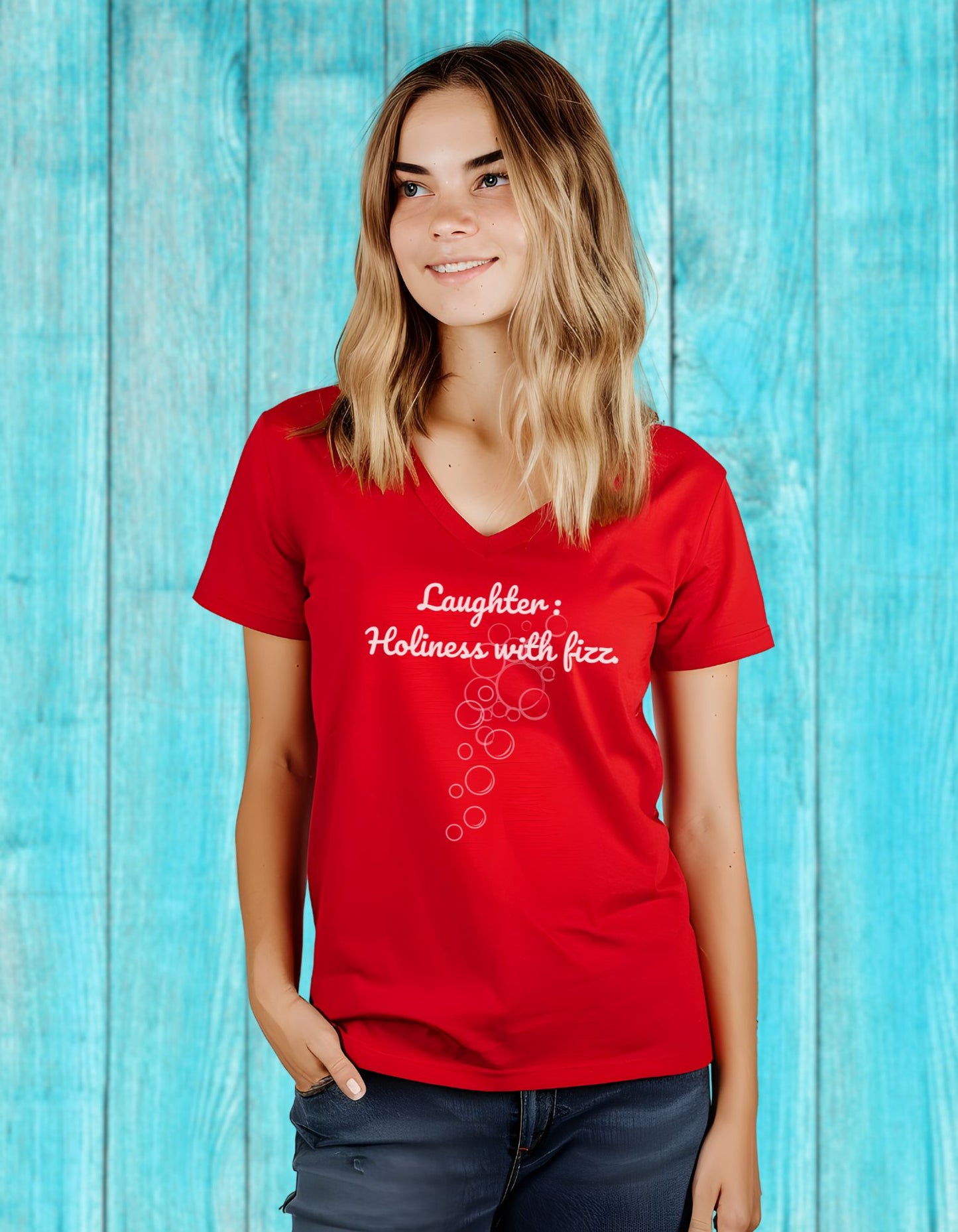 Laughter, Holiness With Fizz, Inspirational Quote V-neck Unisex T-Shirt