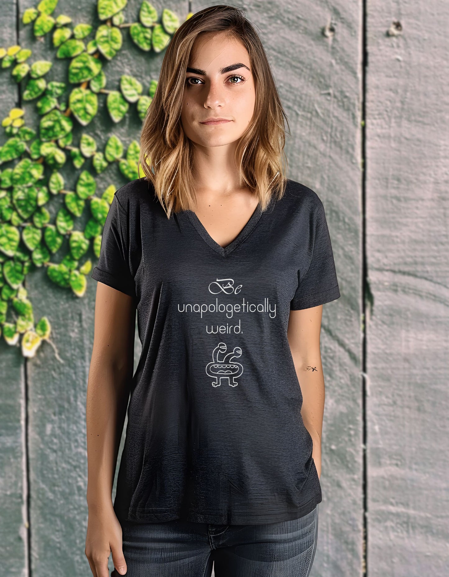 Be Unapologetically Weird, Inspirational Quote V-neck Unisex T-Shirt