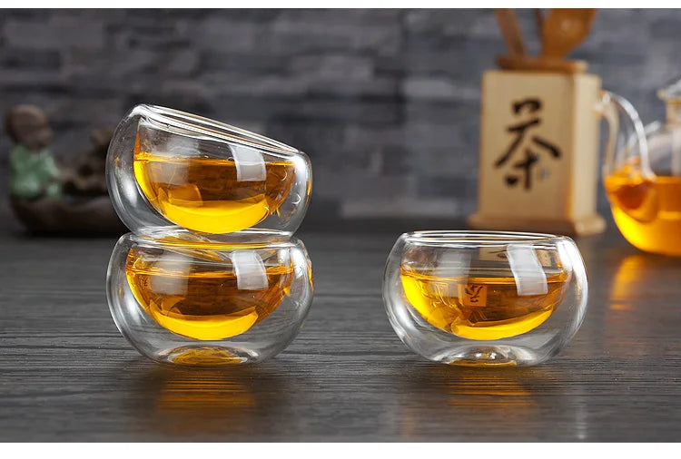 Go Deeper Exquisite Double-Layer Heat-Resistant Glass Tea Set