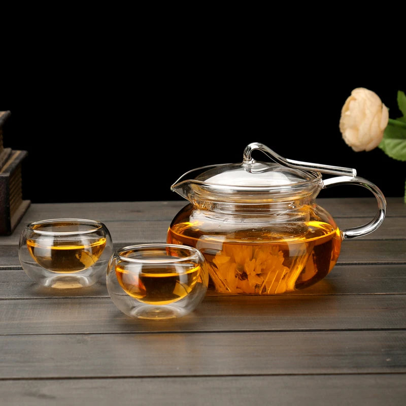Go Deeper Exquisite Double-Layer Heat-Resistant Glass Tea Set