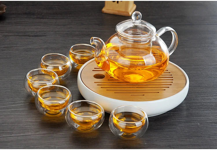 Go Deeper Exquisite Double-Layer Heat-Resistant Glass Tea Set