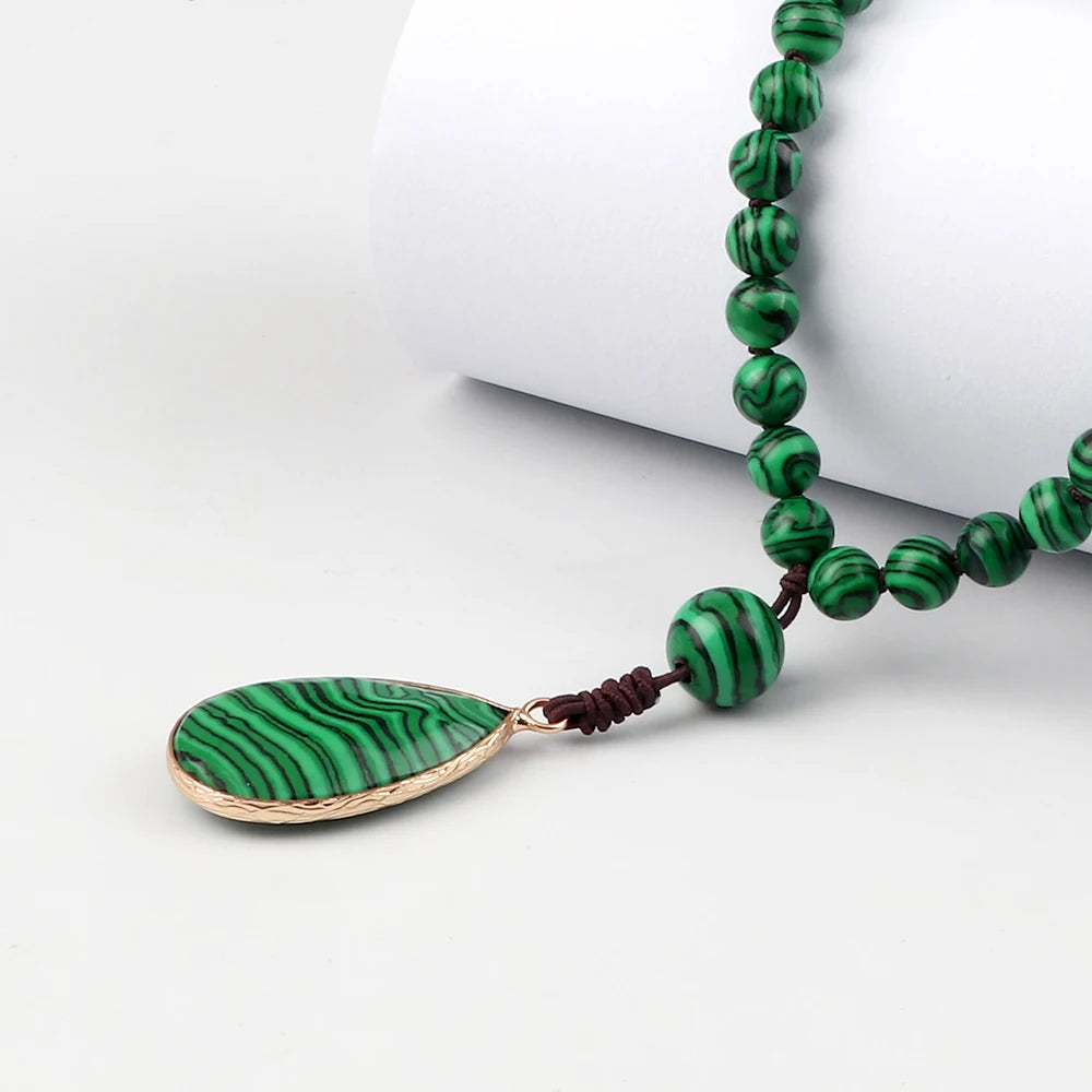 Go Deeper Natural Malachite Stone Prayer Beads