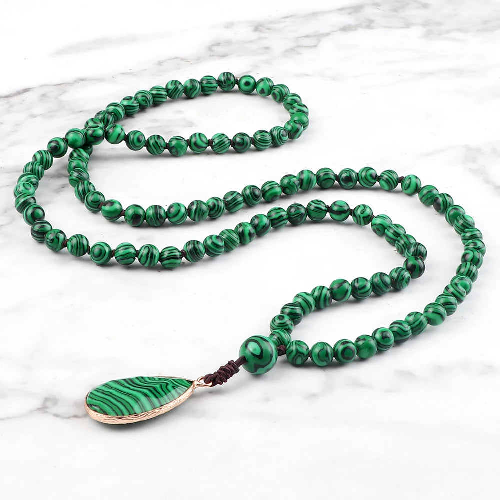 Go Deeper Natural Malachite Stone Prayer Beads