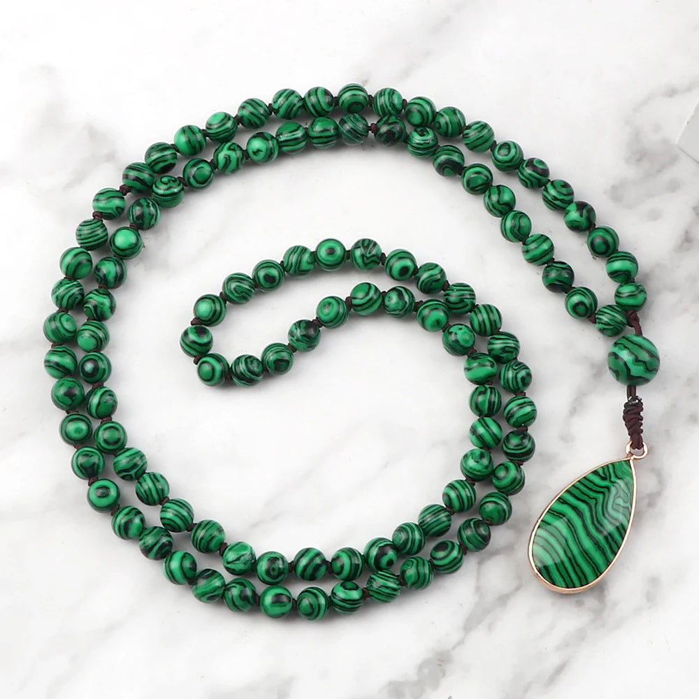 Go Deeper Natural Malachite Stone Prayer Beads