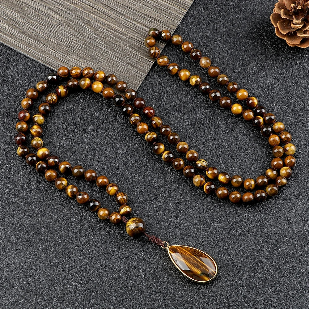Go Deeper Vintage Elegance Tiger Eye Stone Prayer Mala Beads