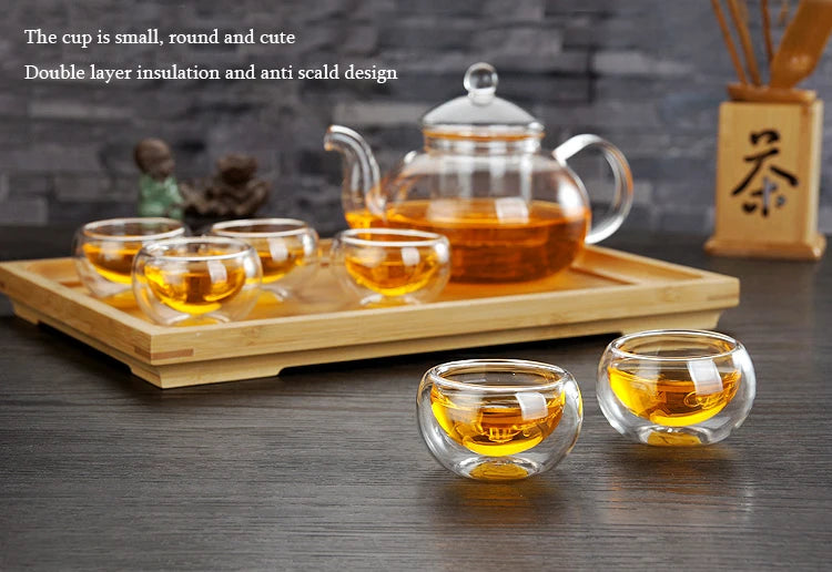 Go Deeper Exquisite Double-Layer Heat-Resistant Glass Tea Set