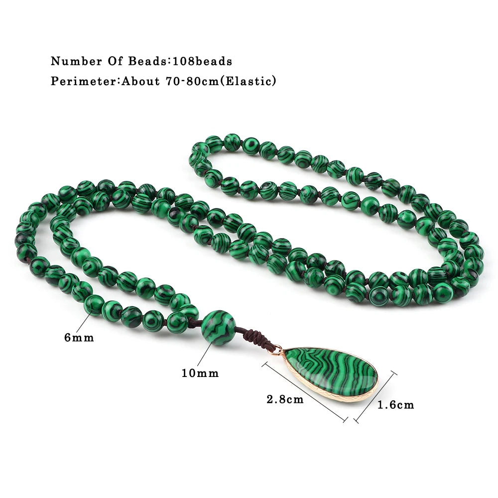 Go Deeper Natural Malachite Stone Prayer Beads
