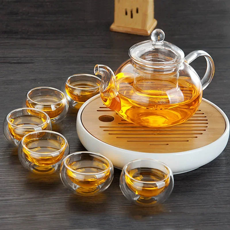 Go Deeper Exquisite Double-Layer Heat-Resistant Glass Tea Set
