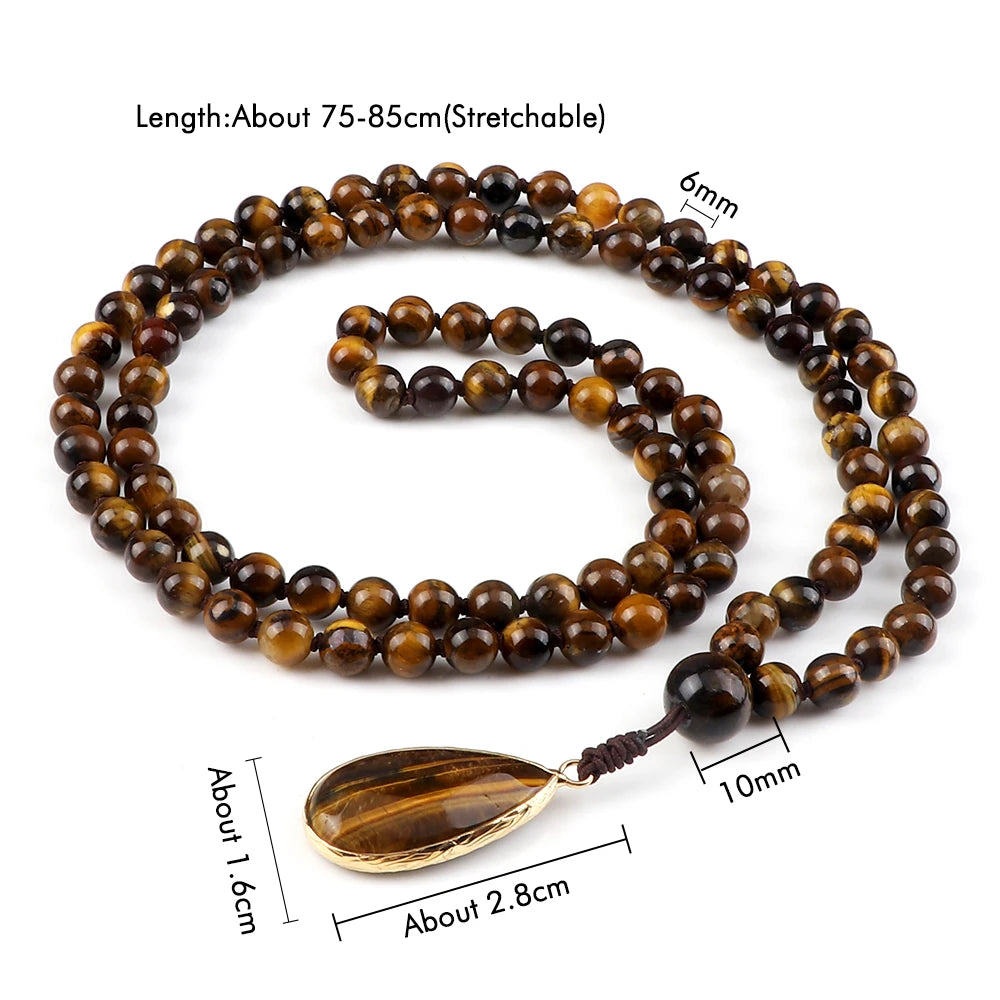 Go Deeper Vintage Elegance Tiger Eye Stone Prayer Mala Beads