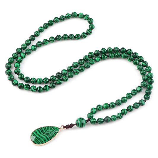 Go Deeper Natural Malachite Stone Prayer Beads
