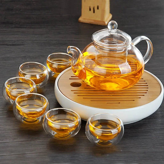 Go Deeper Exquisite Double-Layer Heat-Resistant Glass Tea Set